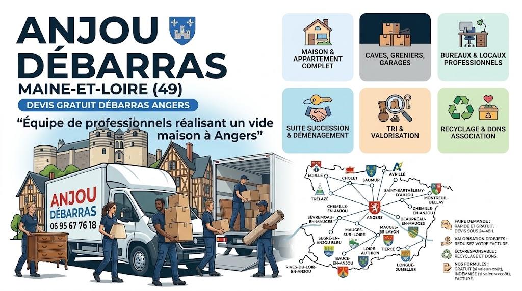 Equipe de professionnels réalisant un vide maison à Angers
